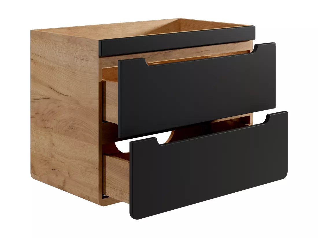 Meuble sous vasque suspendu coloris naturel et anthracite - 80 cm - ARUBA