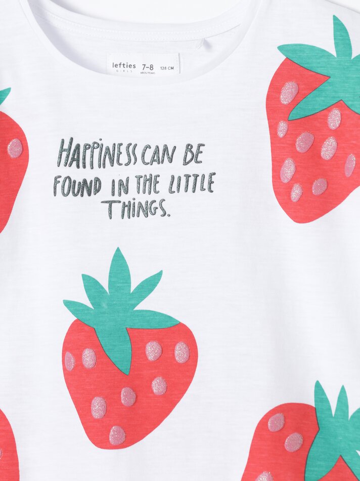 Camiseta cropped estampada - Branca