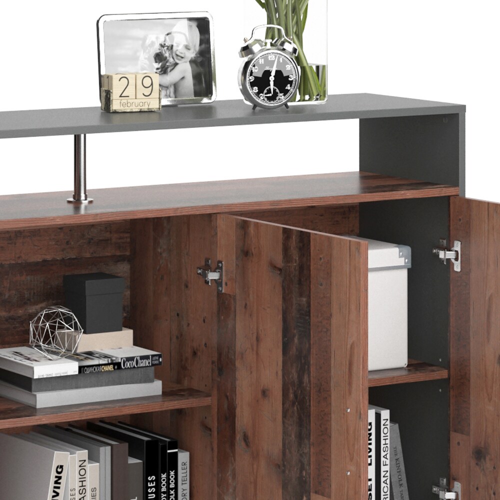Vicco Sideboard Kommode Highborad Amato 1 Ablage 3 Türen Anthrazit Old Style