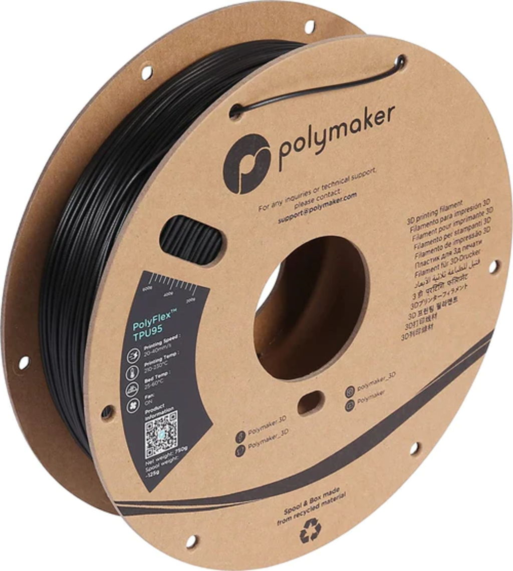 Polymaker  PolyFlex TPU90 Schwarz, 1,75 mm (750 g)    Flexibel und beständig
