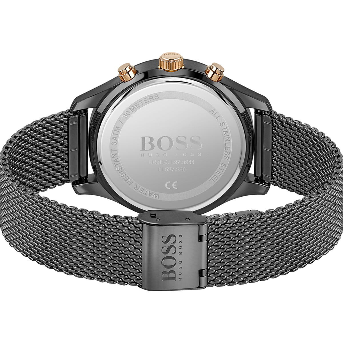 Montre Boss homme chronographe acier noir