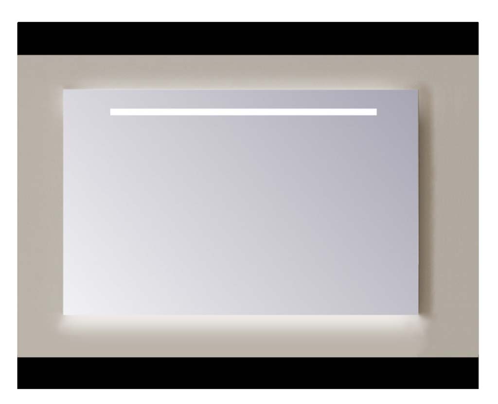 Sanicare Q-mirrors spiegel zonder omlijsting / PP geslepen 100 cm. horizontale strook   Ambi licht onder cold white leds