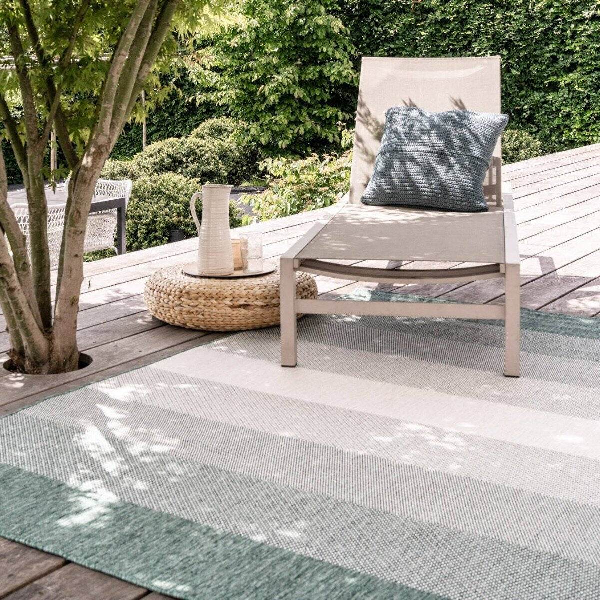Buiten vloerkleed Boa - Groen|Wit - dubbelzijdig - EVA Interior