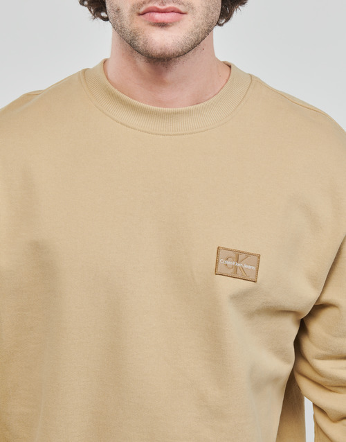 Calvin Klein Jeans - SHRUNKEN BADGE CREW NECK - Beige