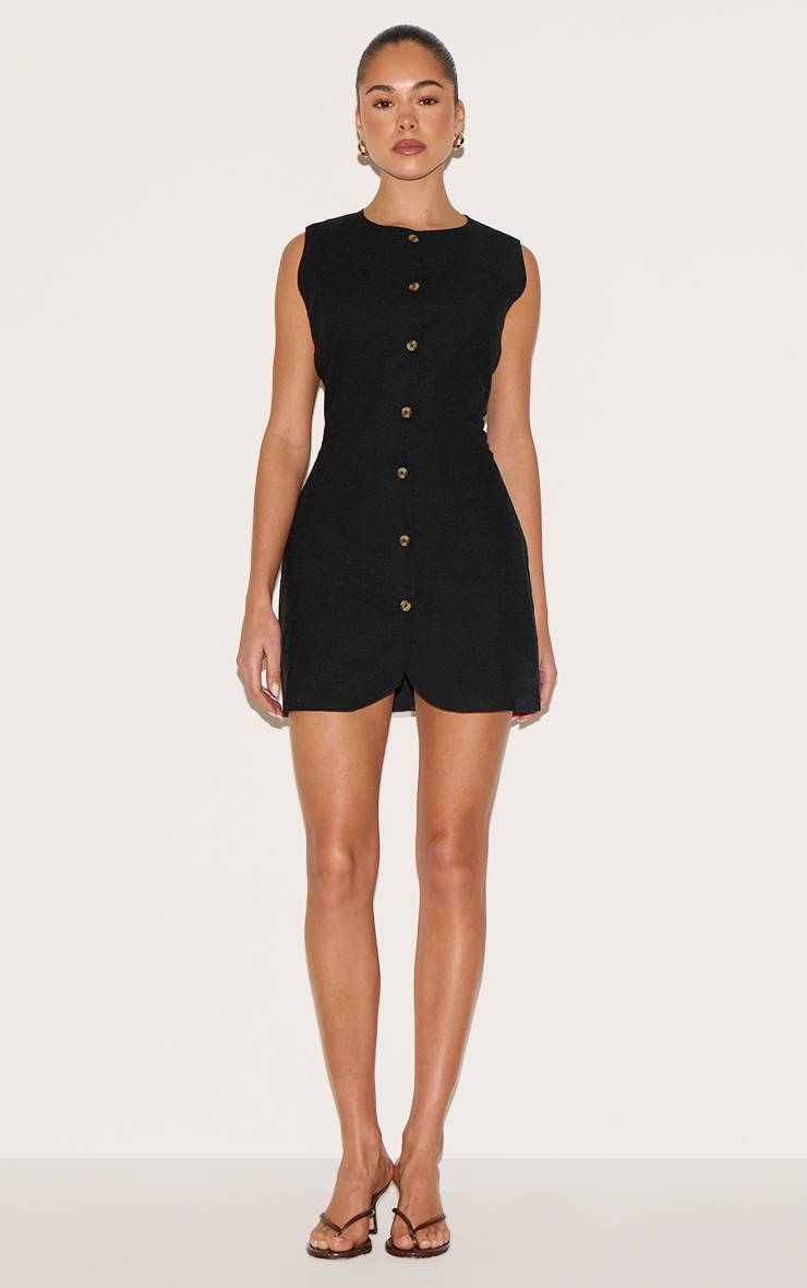 Noir Robe Moulante À Carreaux Col Bateau Et Boutonnage