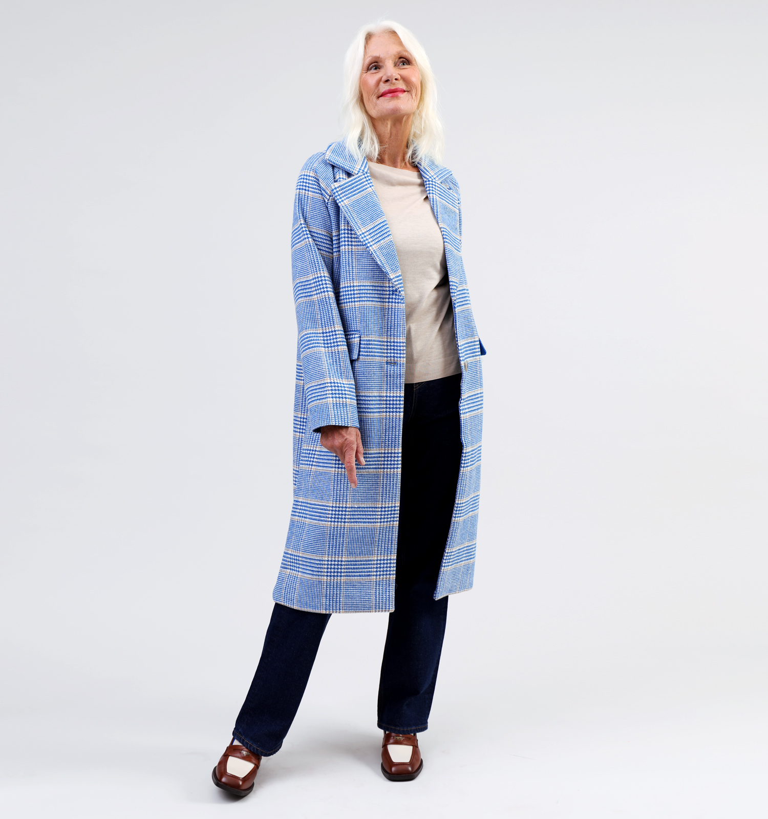 Lange jas blauw