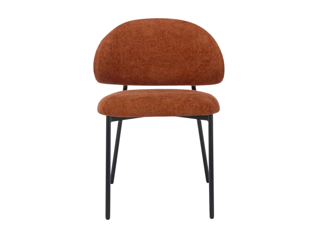 Lot de 4 chaises en tissu texturé et métal noir - Terracotta - VOSINIA