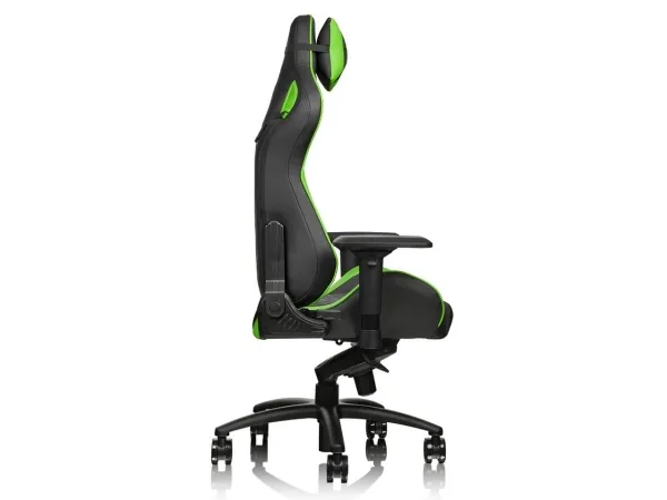 Ttesports GT-Fit 100 - Stol - armstøtter - T-formet - drejeled - aluminium, PVC, stål, kunstig læder, high-density skum - sort, grøn