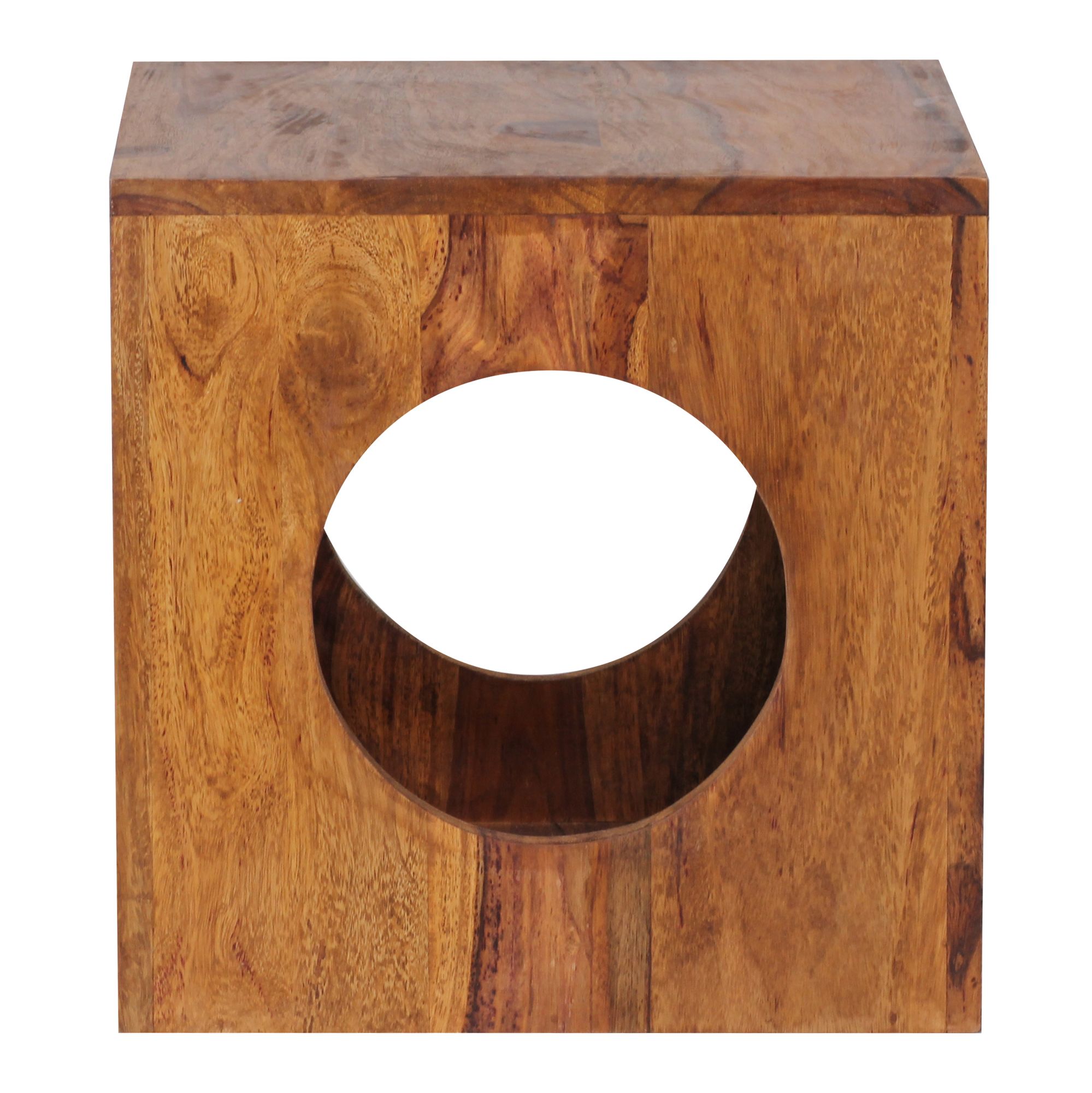 FineBuy Sheesham Beistelltisch 35x35x35 cm Cube Holztisch Tisch mit Stauraum