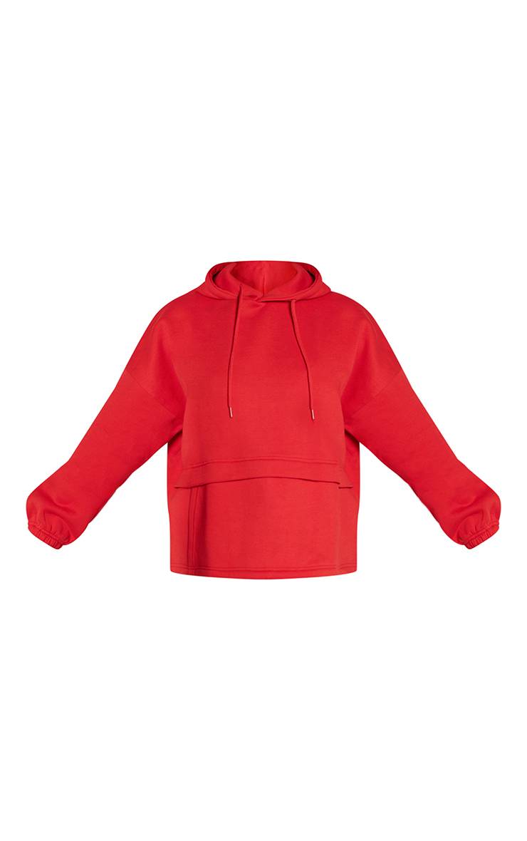 Rouge Sweat À Casynthétiqueche Ourlet Large Avec Poche Kangourou
