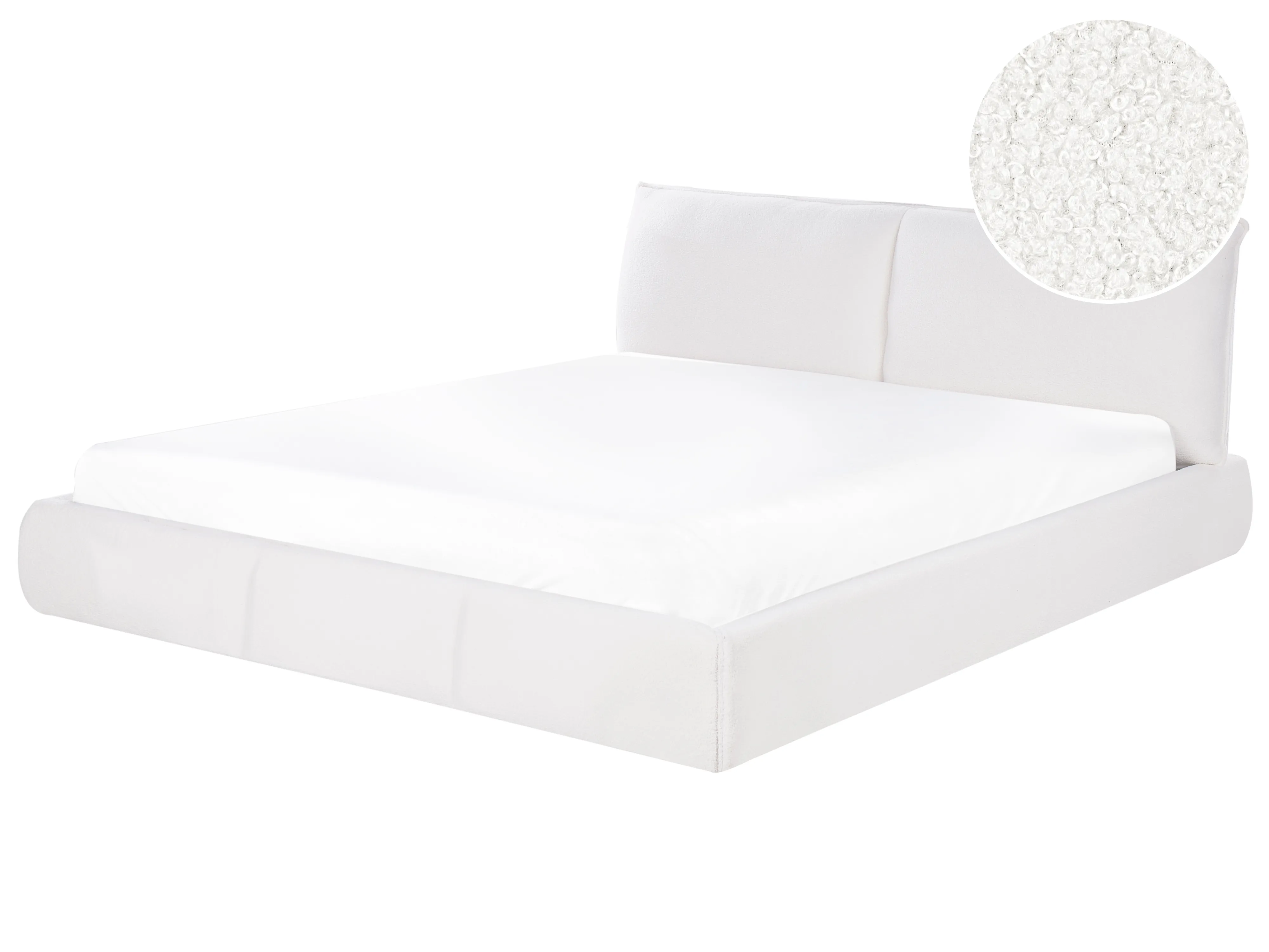 Bed Bouclé VINAY 180 x 200 cm Wit