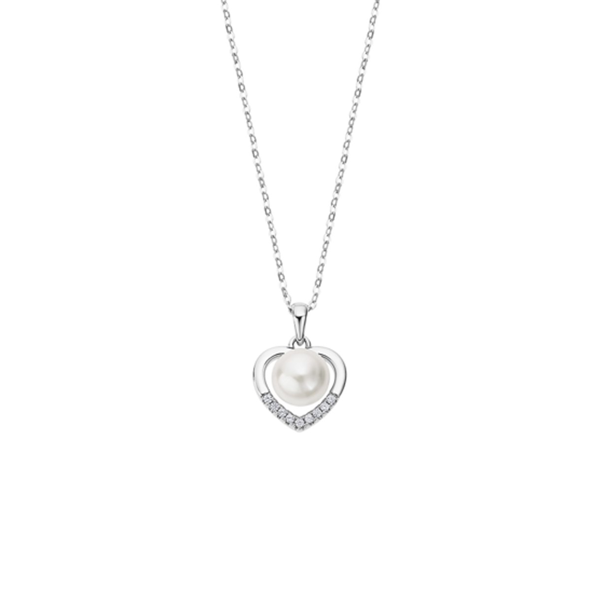 Collier Lotus argent et perle coeur
