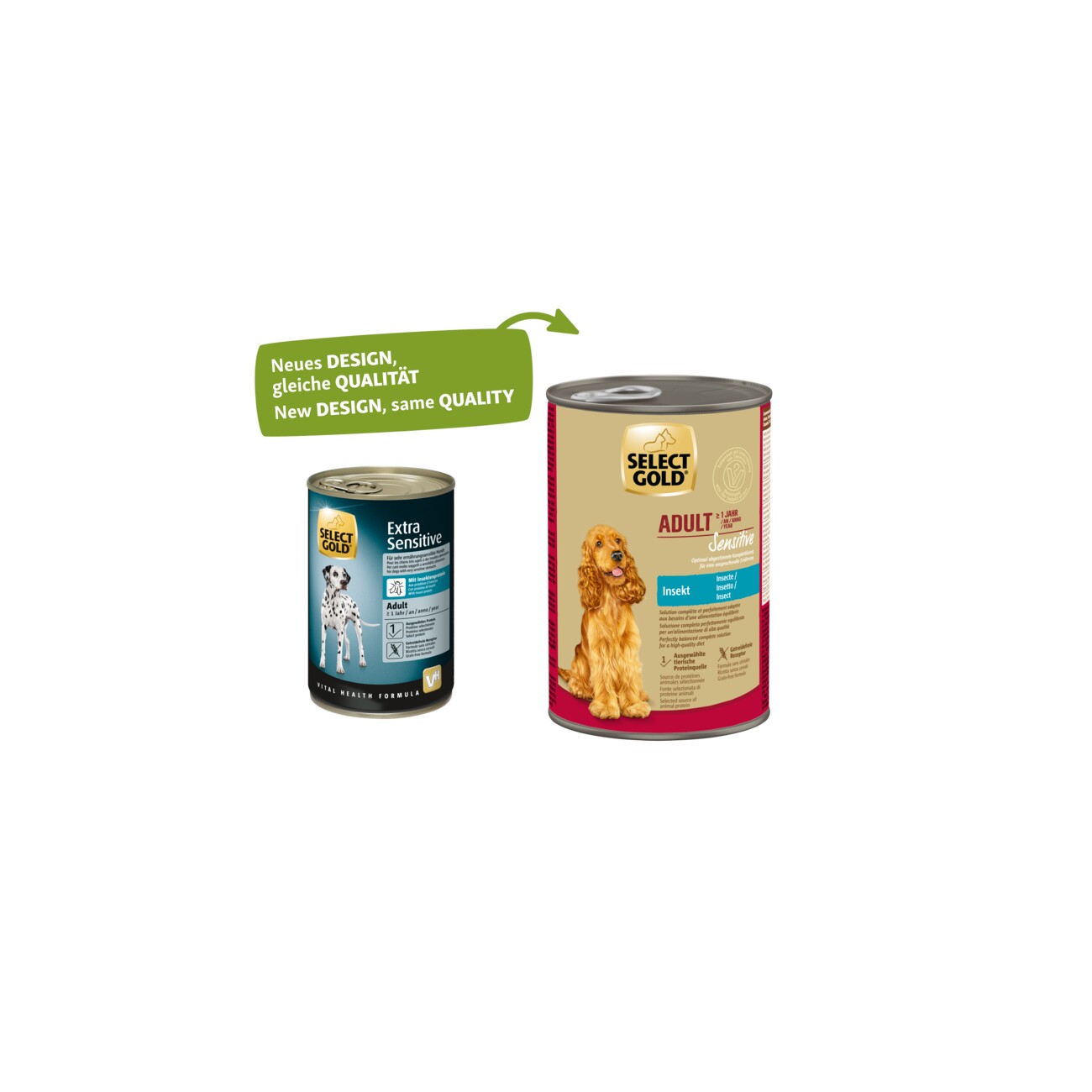 SELECT GOLD Nasfutter Hund Extra Sensitive Adult Insect 6x400 g