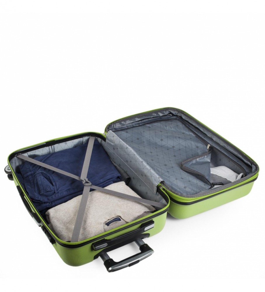 Mala de viagem rígida média com 4 rodas ITACA 71260 Pistache - 65 x 42 x 26 cm -