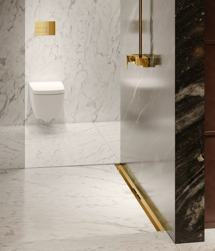 TECEdrainprofile douchegoot profielset 90cm geborsteld goud PVD