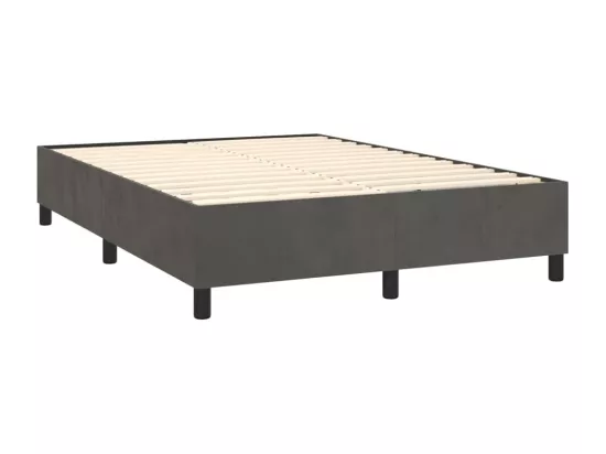 Sommier tapissier matelas et LED Gris foncé 140x190 cm Velours