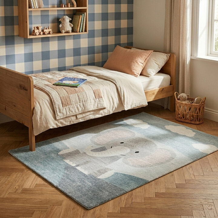 Kinderkamer vloerkleed - Balou Olifant Grijs | Speels & Duurzaam