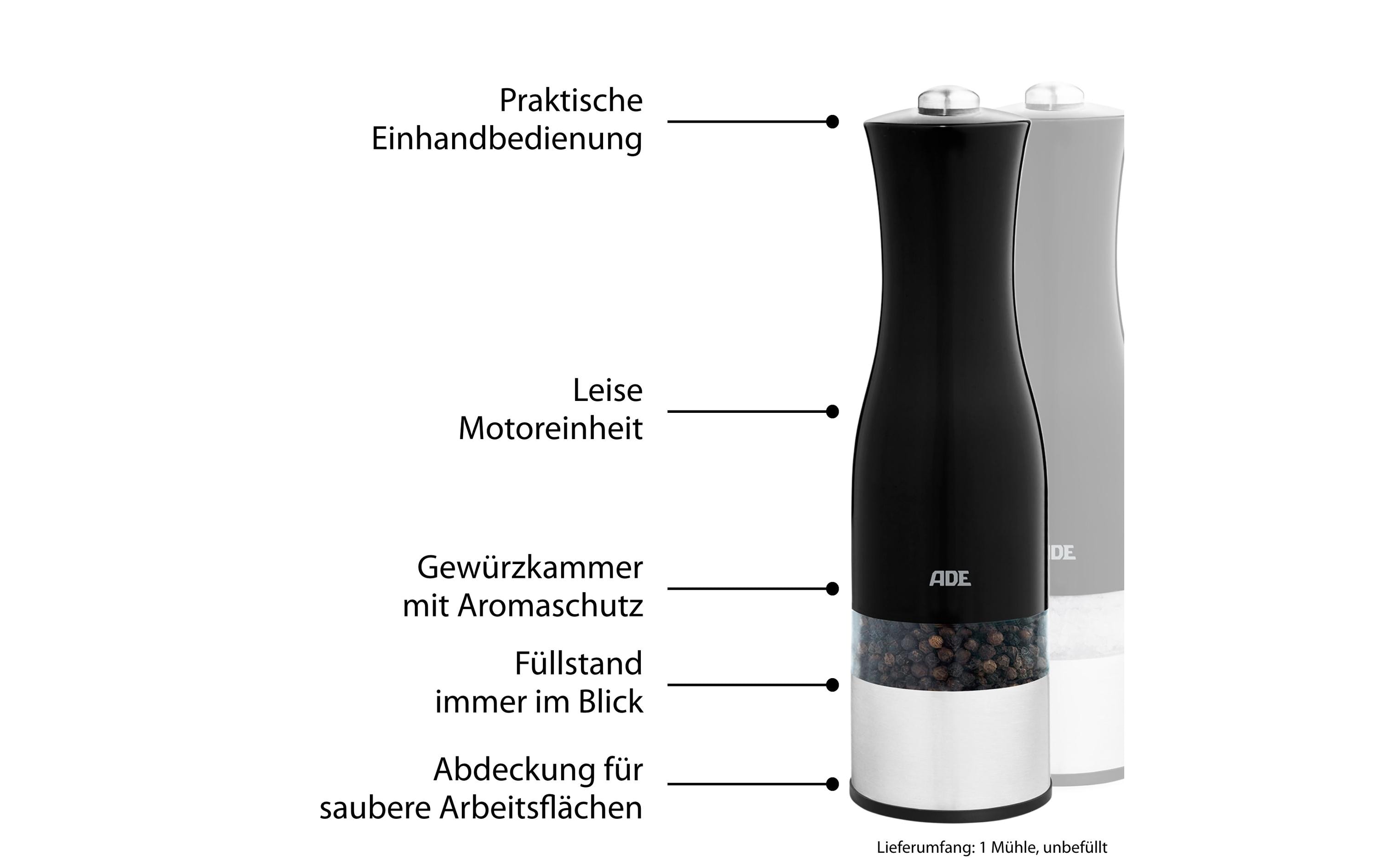 Salz- und Pfeffermühle 20.5 cm, SchwarzElektrische Salz- und Pfeffermühle