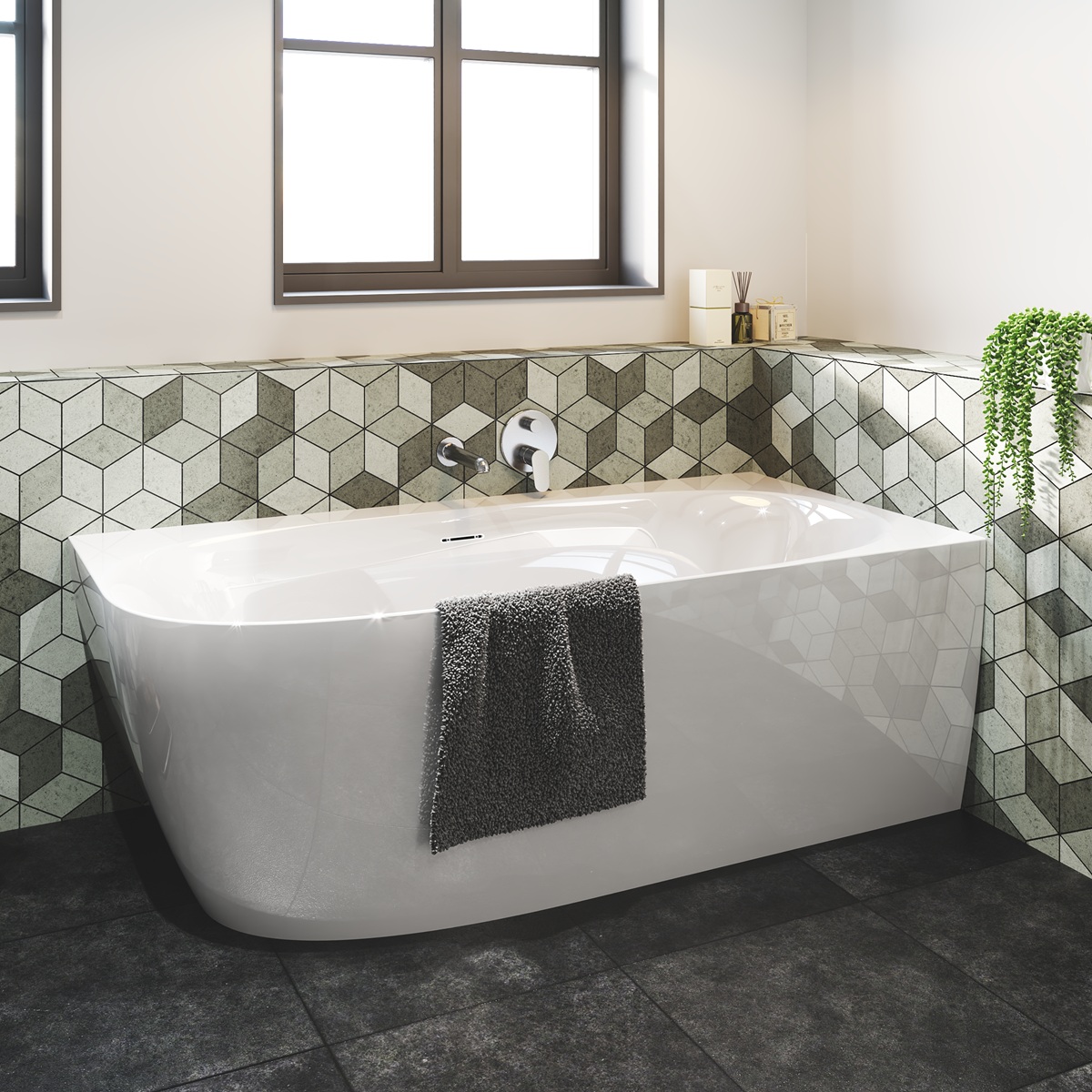 Sanigoods Masala hoekbad rechts 170x80cm wit glans