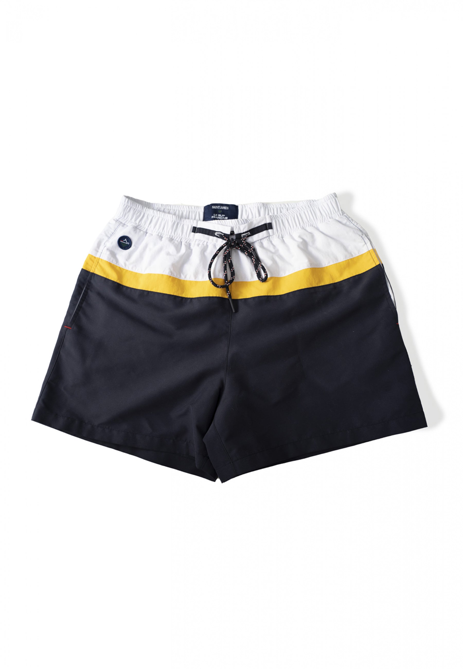 Short de bain court ceinture élastiquée-Cormoran Marine Jaune