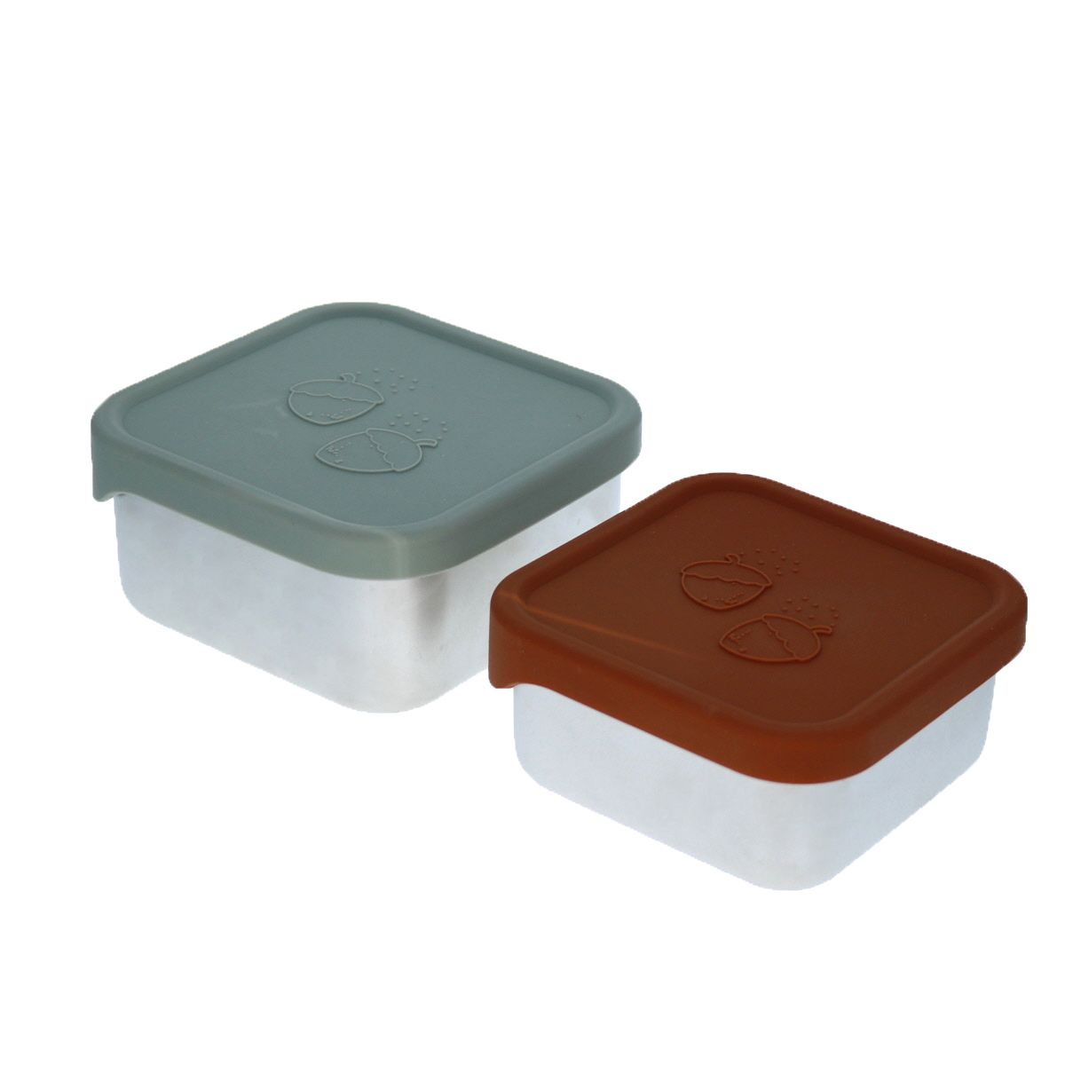 Lot de 2 boîtes à goûter en métal noisettes Pause goûter