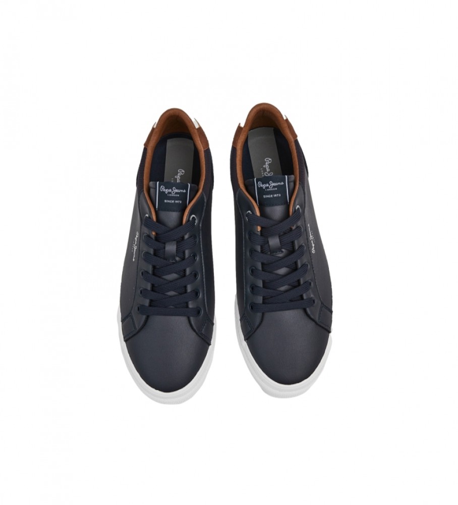 Tênis de couro Pepe Jeans Kenton Court, azul marinho