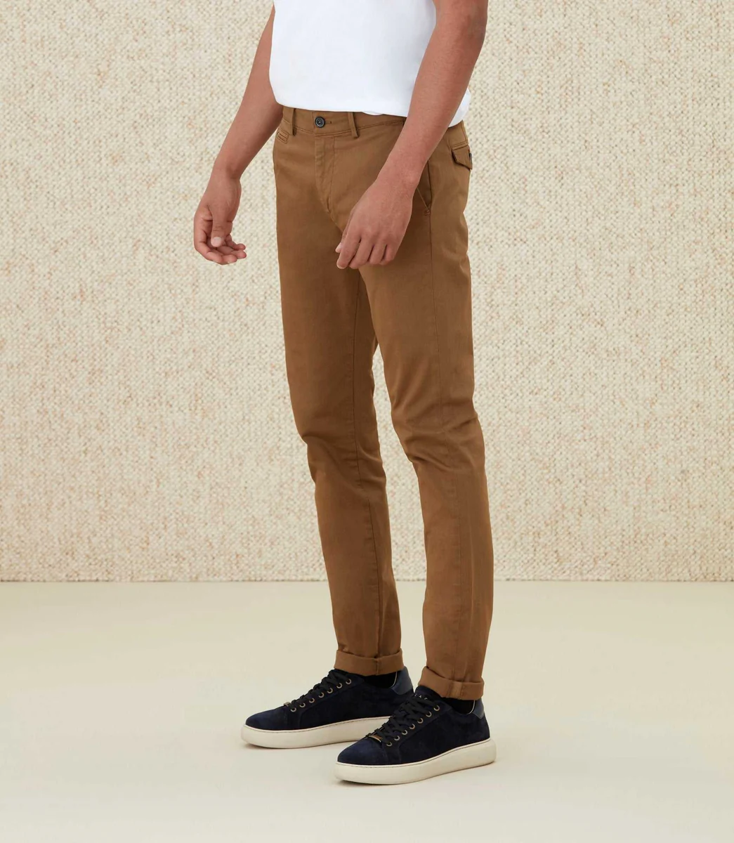 Pantalon Chino satin camel 