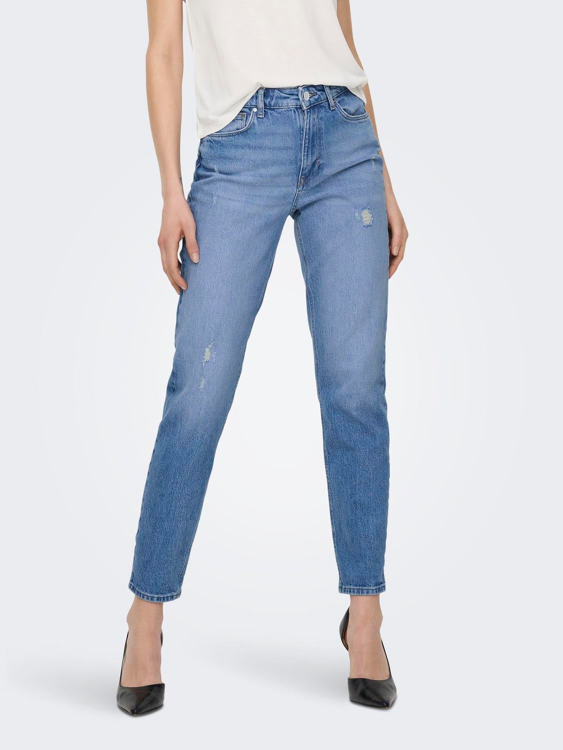 ONLEMILY Hohe Taille Gerade geschnitten Jeans Light Blue Denim