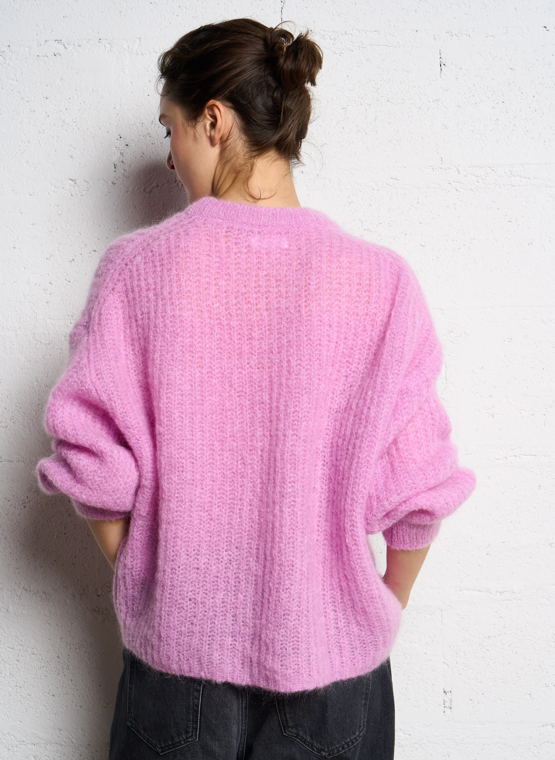 BURMA - Pull col rond oversize en laine mélangée | Rose