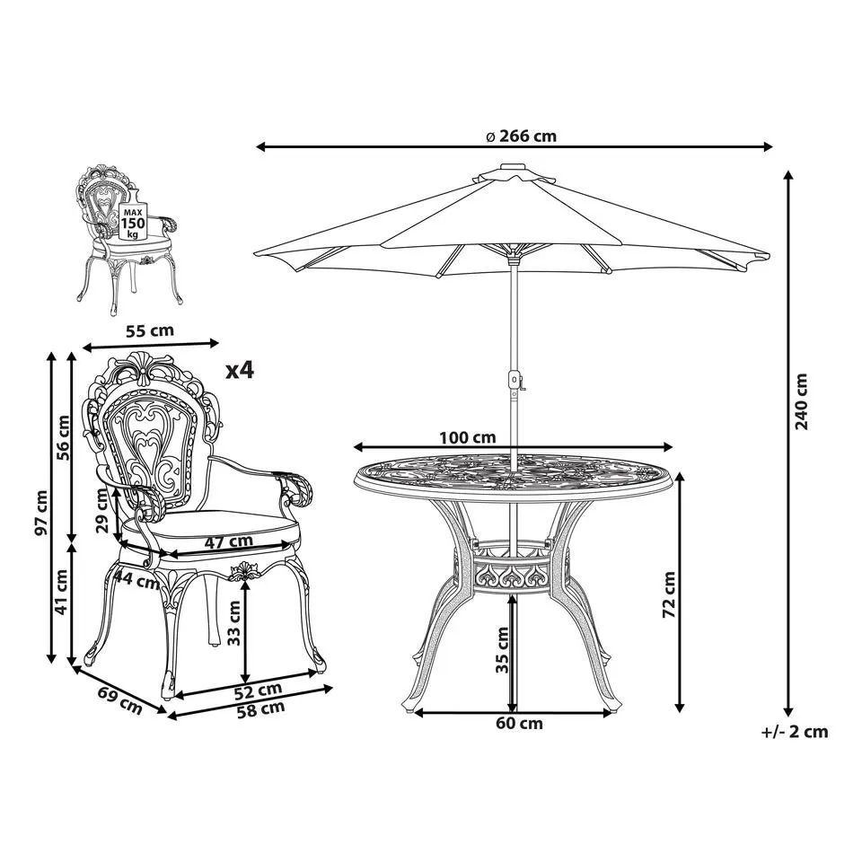 SAPRI - Tuinset - Bruin - Aluminium