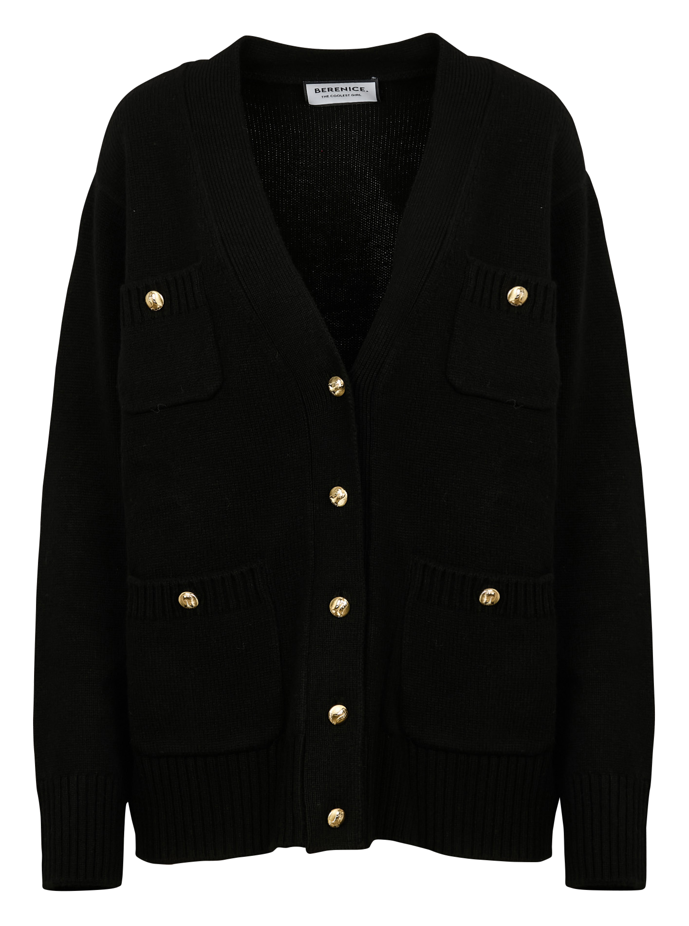 GREGOR - Cardigan multipoches en laine| Noir