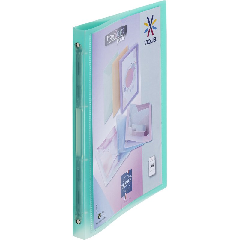 Classeur 4 anneaux plastifié Viquel Propysoft personnalisable A4 - Dos 2,5 cm couleurs assorties translucides