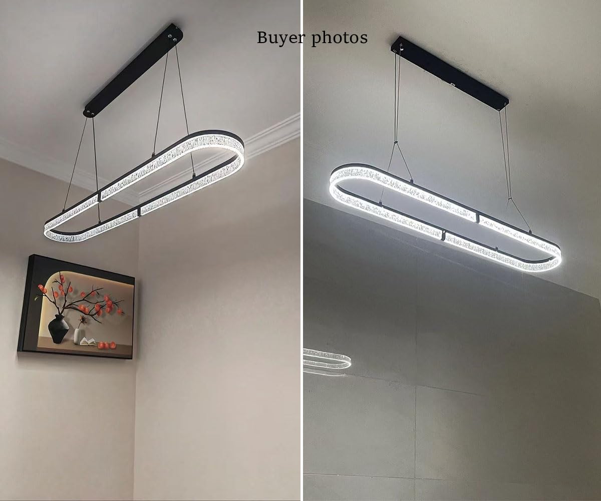 Moderner Kreis LED-Kronleuchter, LED Esstisch Pendelleuchte Farbtemperatur Linear Lampe Hängend, Dimmbar mit Fernbedienung Hängelampe für Küche, Wohnzimmer, Esszimmer, büro Lampe (Schwarz, L100cm)