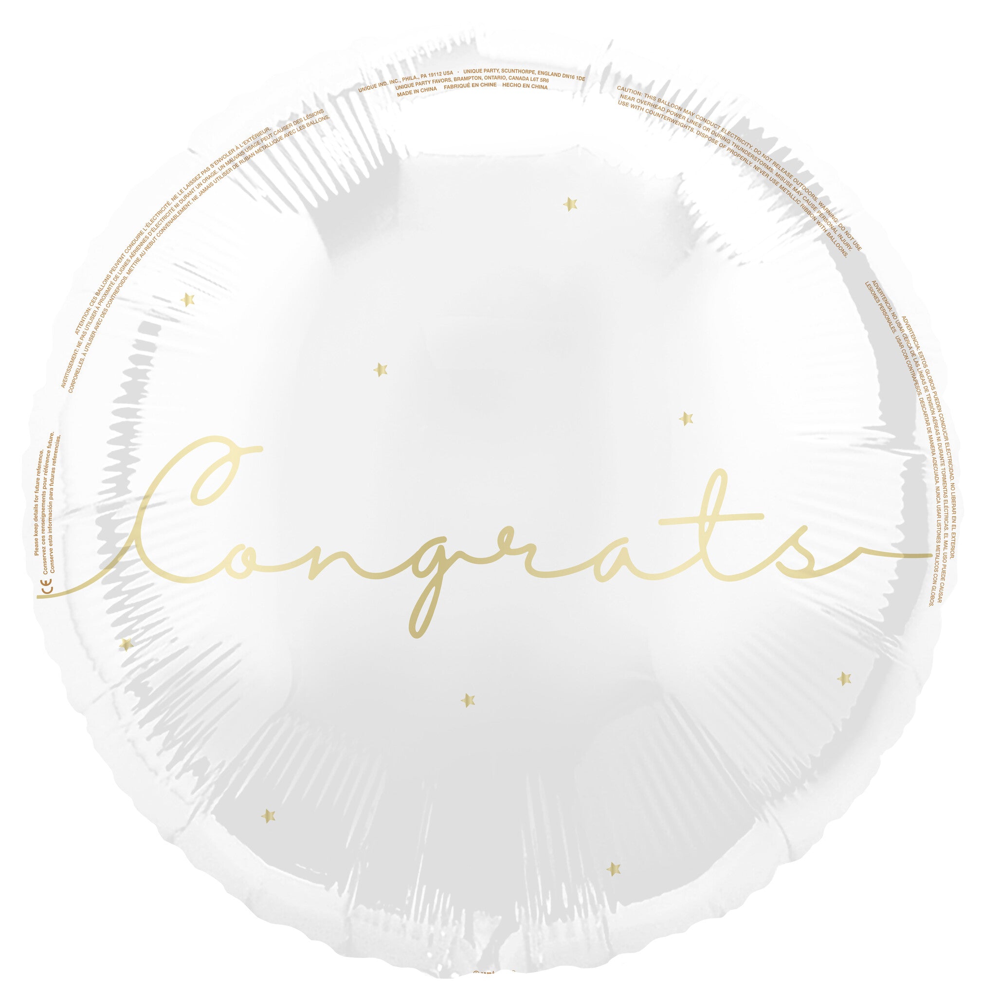 Congrats Helium Ballon Wit Goud 45cm