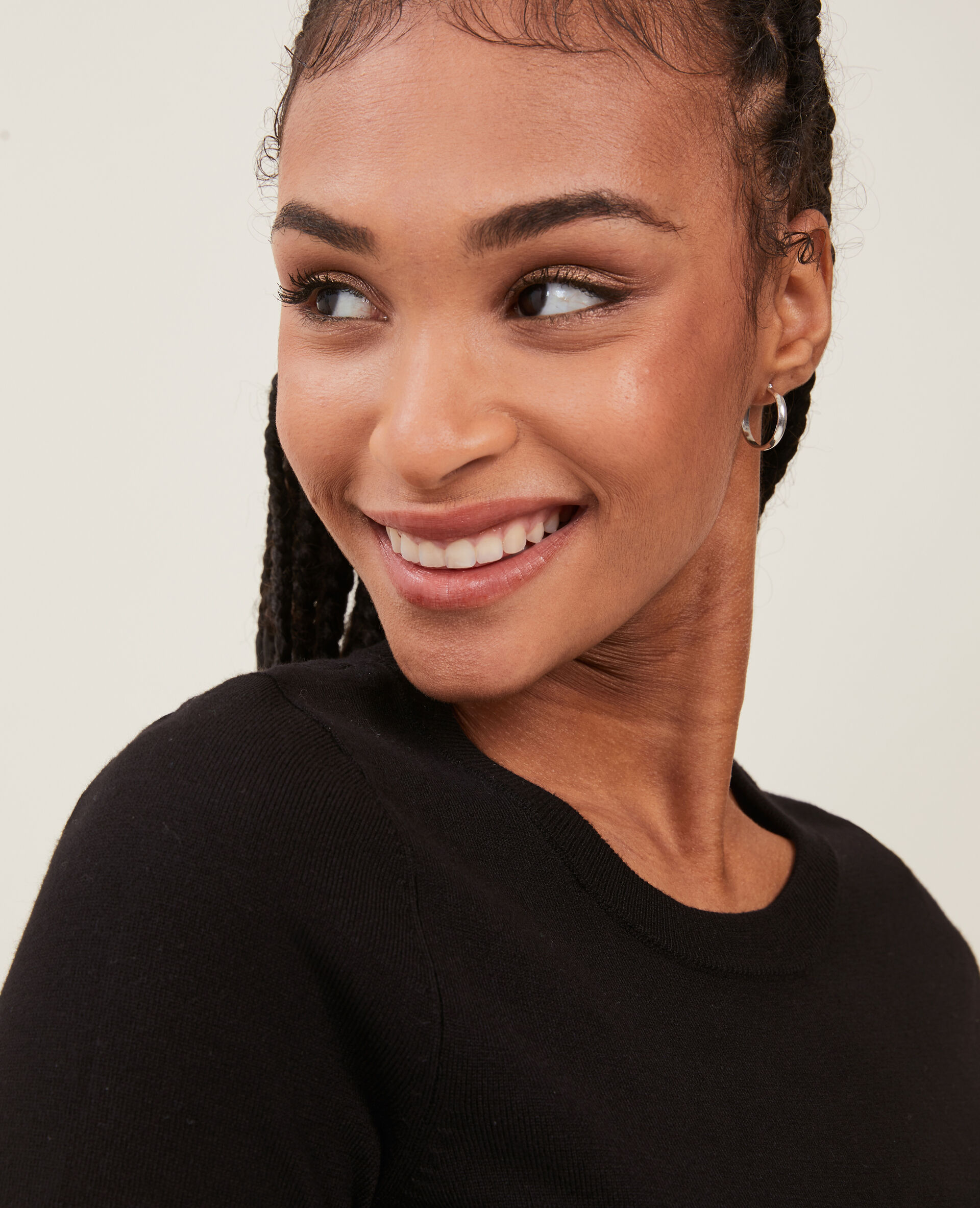 Pull manches courtes en maille fine - Noir