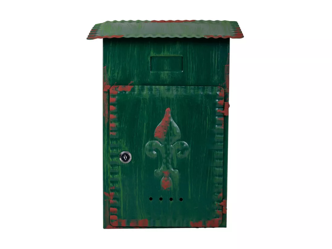 Boîte aux lettres en métal vert 27x11x37h