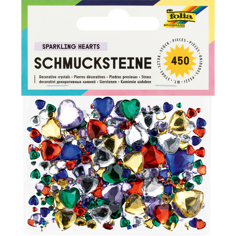 Folia Schmucksteine, Sparkling Hearts, assortiert
