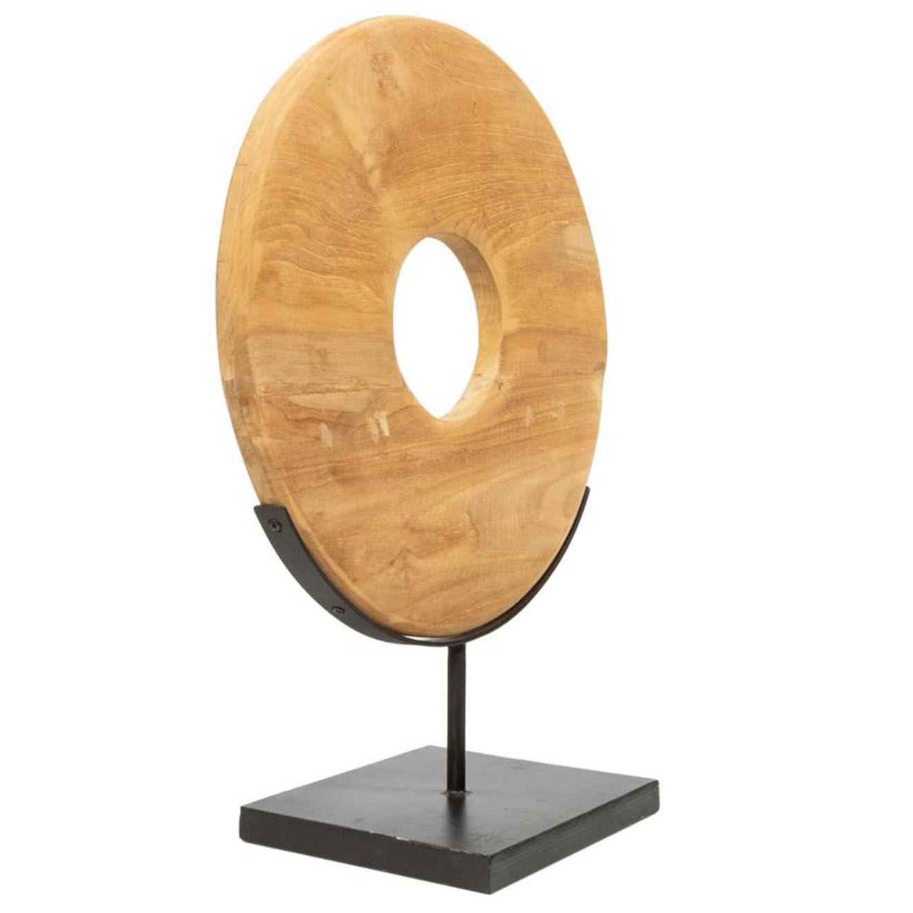 Bazar Bizar Disque en teak à poser M beige - 38x12x50 cm