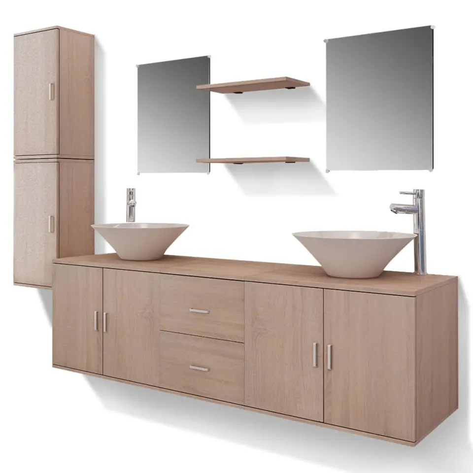 vidaXL - Badkamer Meubel - Beige - Bewerkt hout