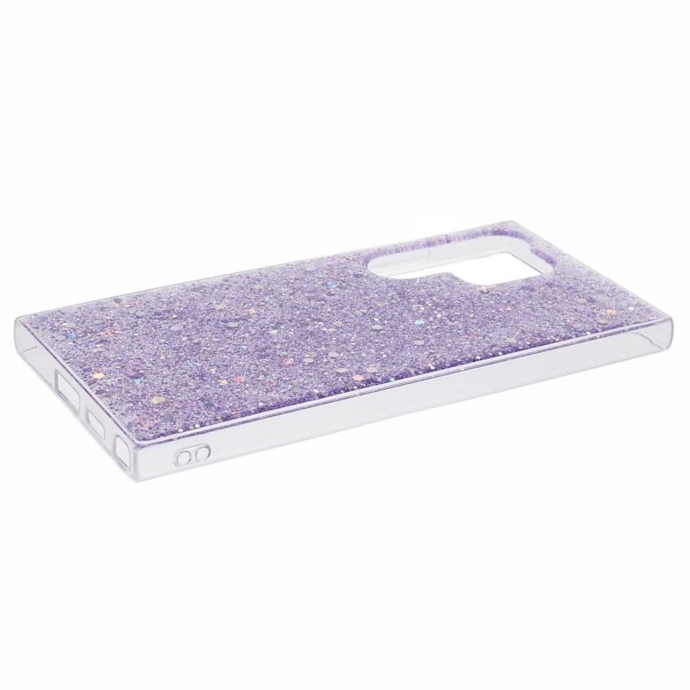 Samsung Galaxy S24 Ultra Gummi Case Schutzhülle im Glitzer Design - Lila / Transparent