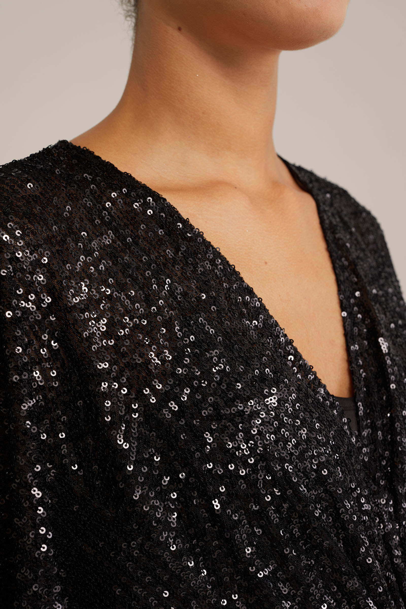 jurk met pailletten WE Fashion Zwart