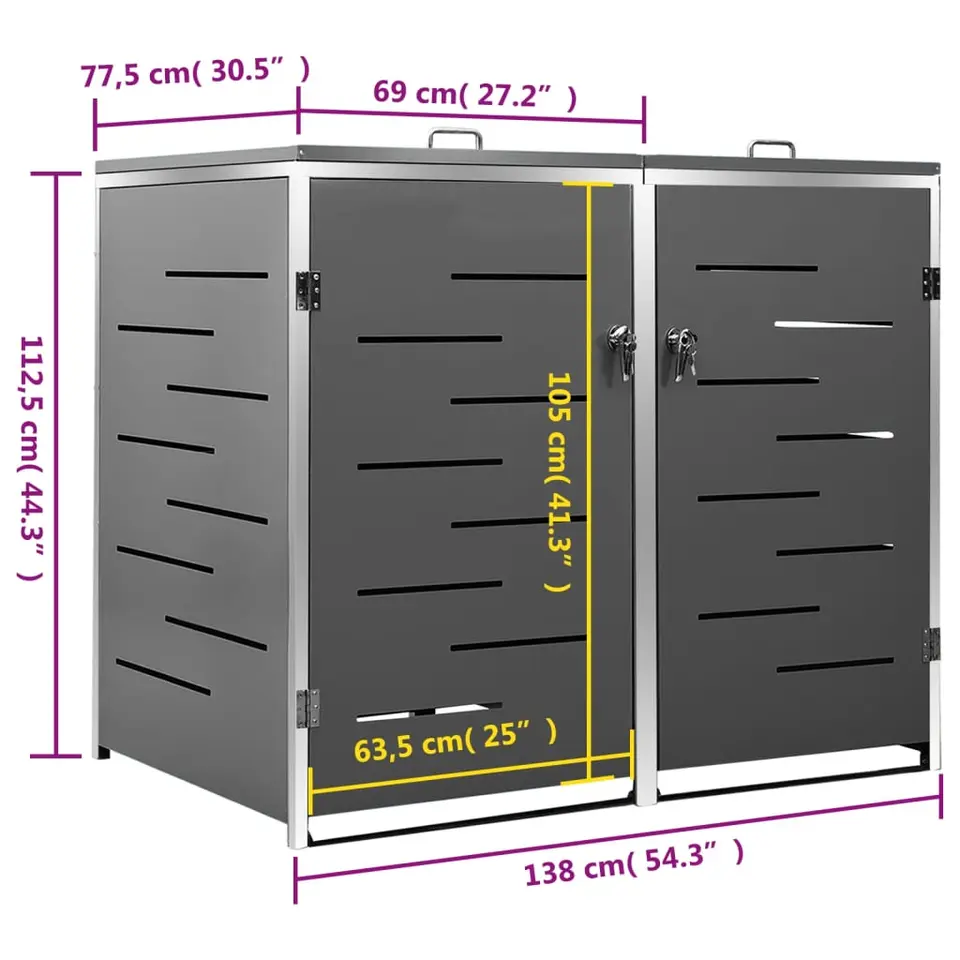 vidaXL - Containerberging - Antraciet - Roestvrij staal - 2 containers