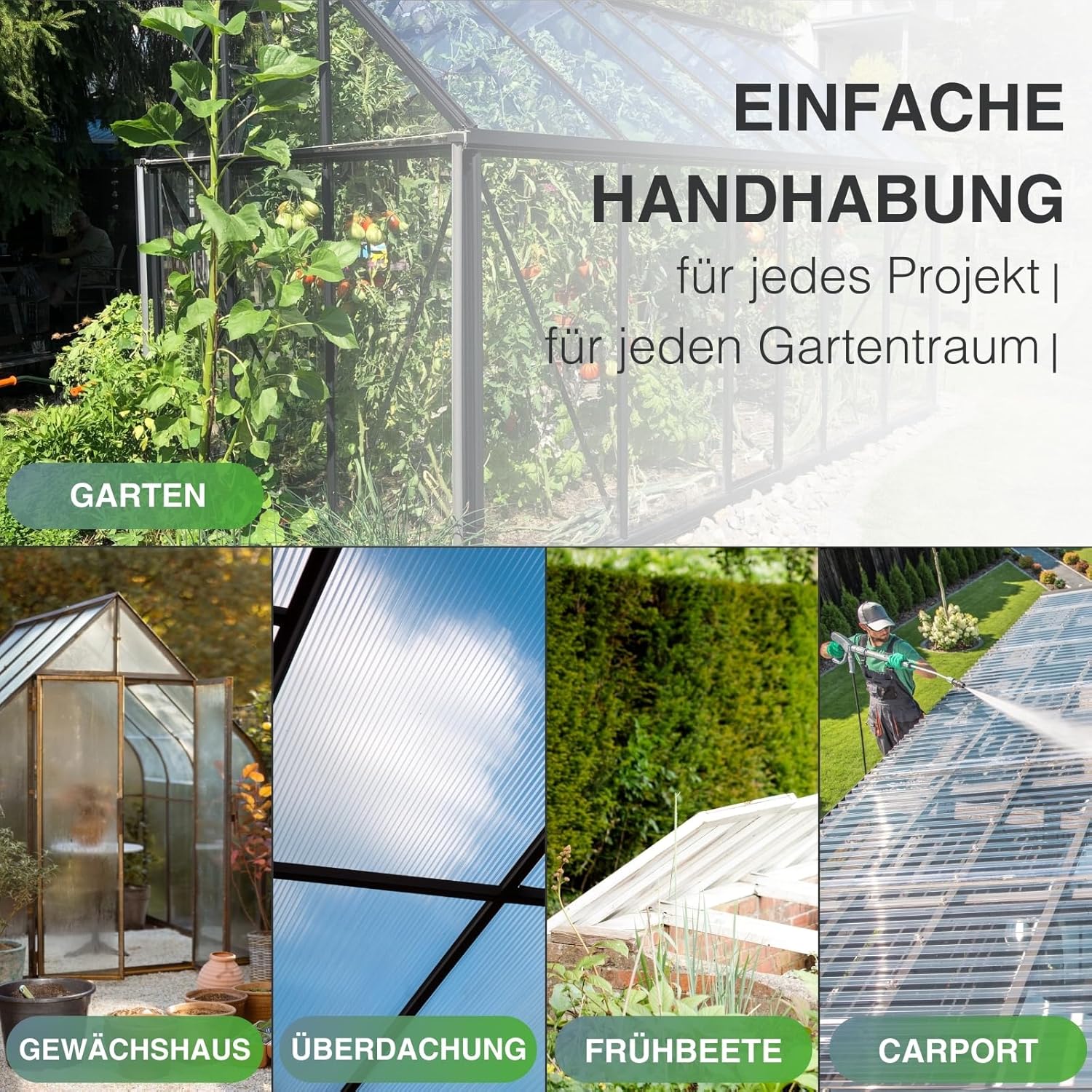 5x Gewächshausplatten 10mm I Polycarbonat Hohlkammerplatten für Gewächshäuser I PC Doppelstegplatten UV-beständig & bruchsicher I für Garten, Frühbeet uvm I 70cm x 150cm I Transparent