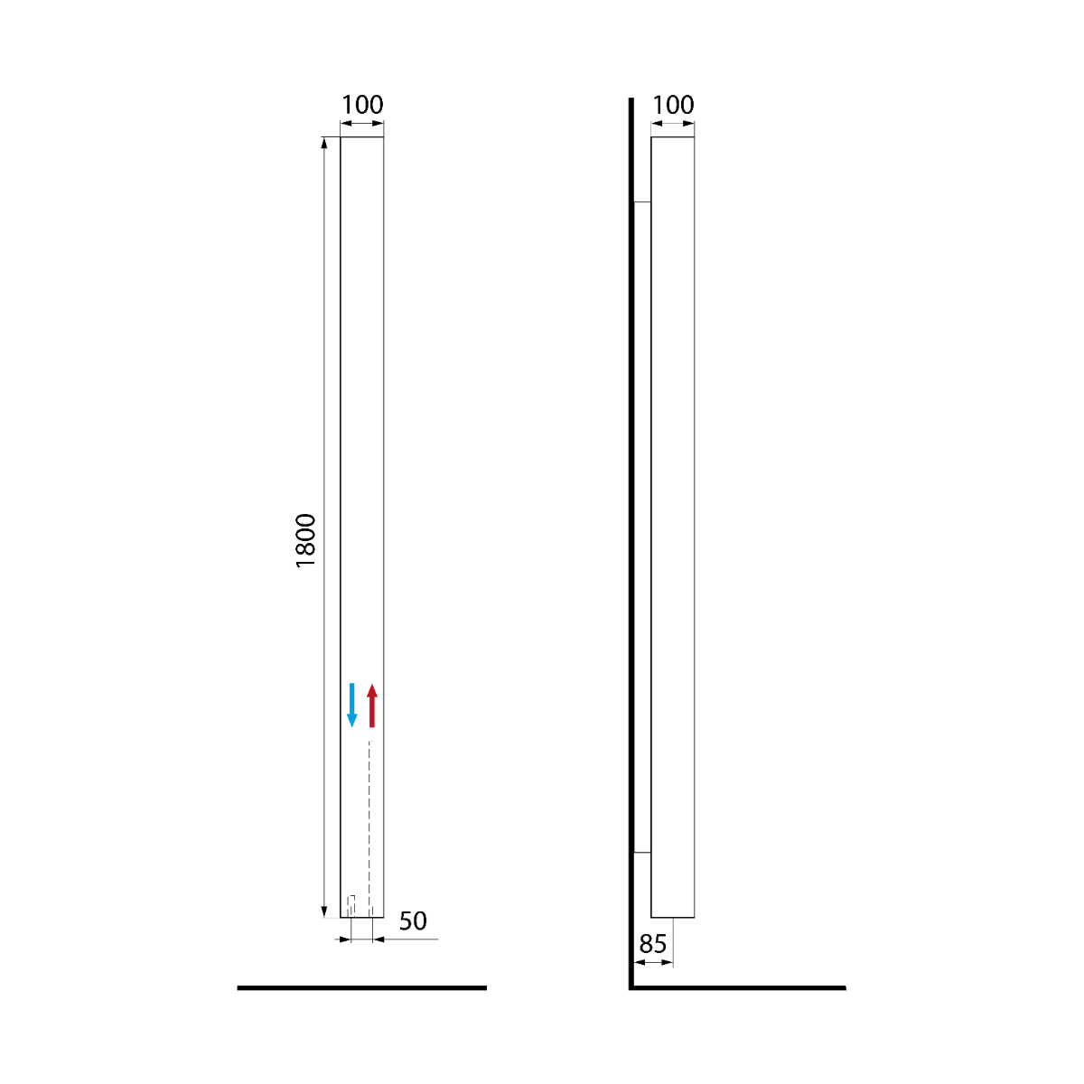 Sapho Cubiq badkamerradiator 10x180cm wit mat 365W