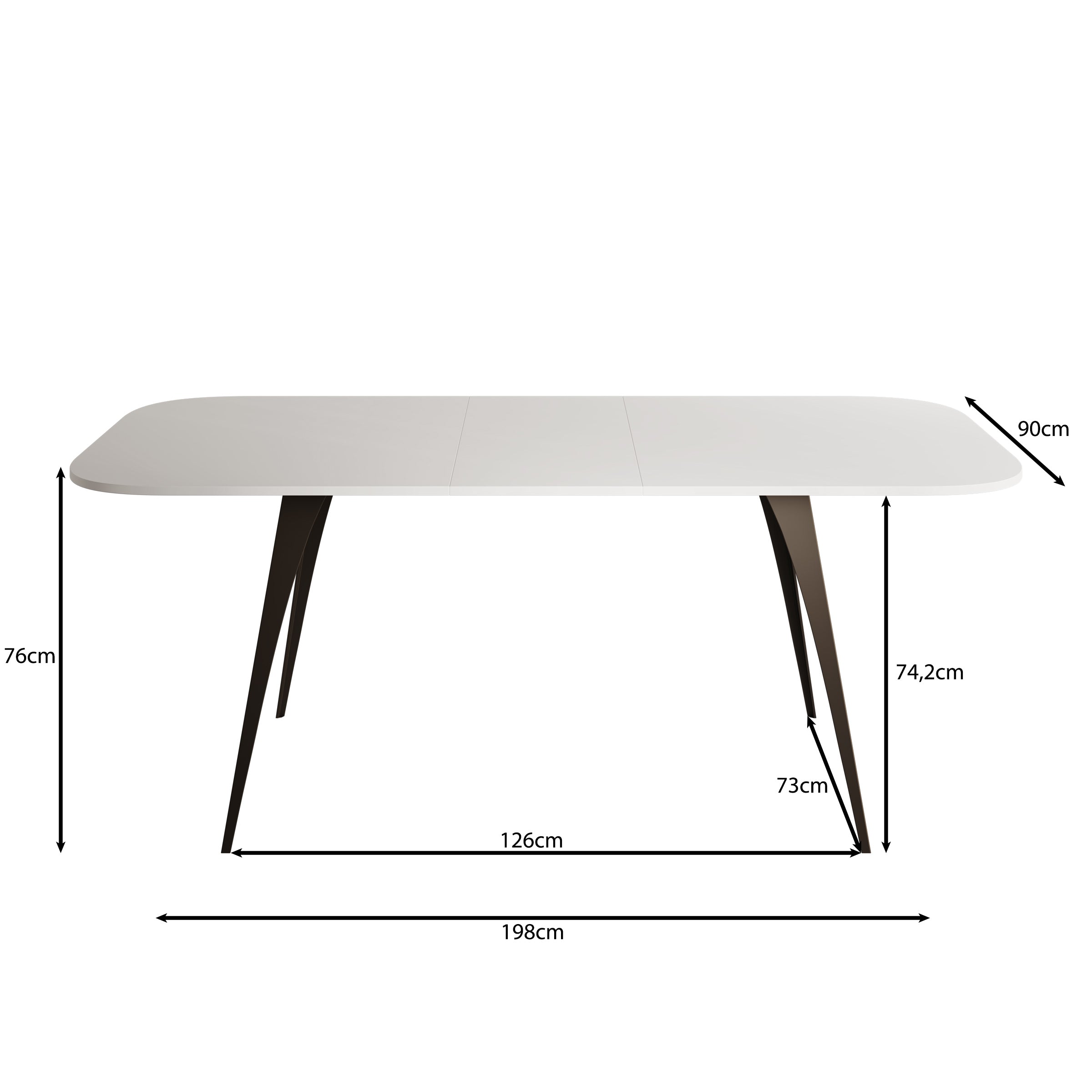 Flix - Eetkamertafel - Wit marmerlook - Uitschuifbaar - 160x90x76 cm