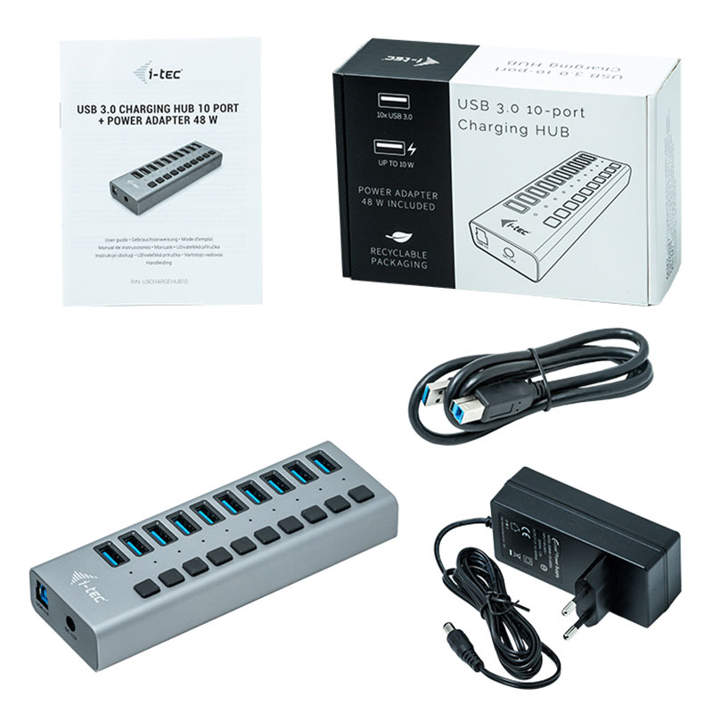 i-tec USB 3.0 Charging Hub 10 Port + Power Adapter 48W