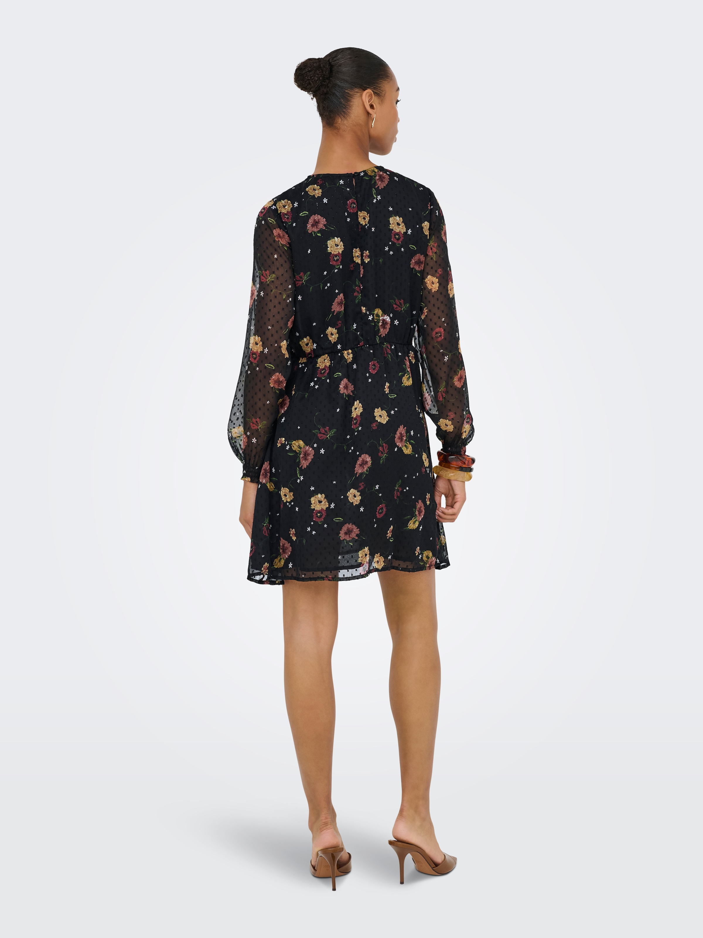ONLY Druckkleid »ONLELIZA LIFE LS O-NECK DRESS WVN« Sommerkleid