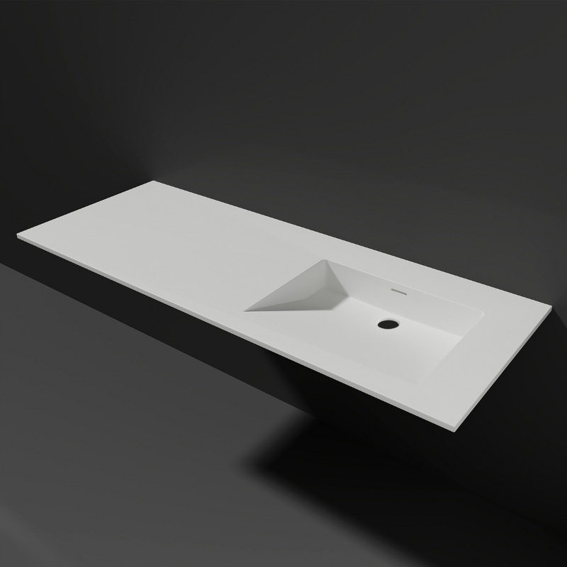 Lambini Designs Flora solid surface wastafel 120cm rechts zonder kraangat wit mat