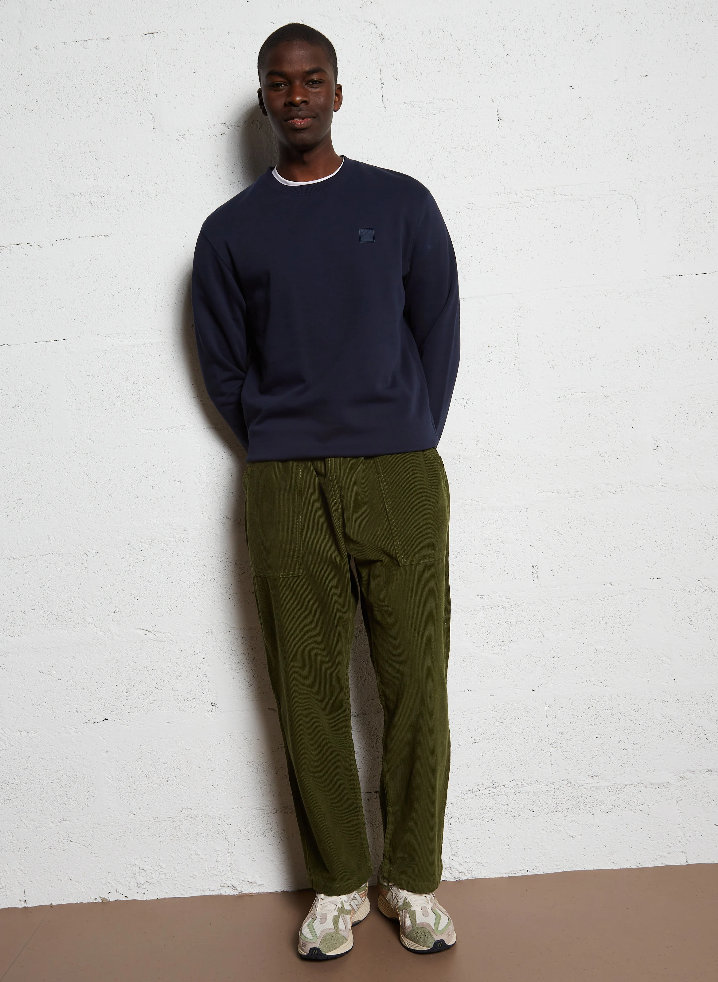 Sweat ample col rond en coton | Bleu