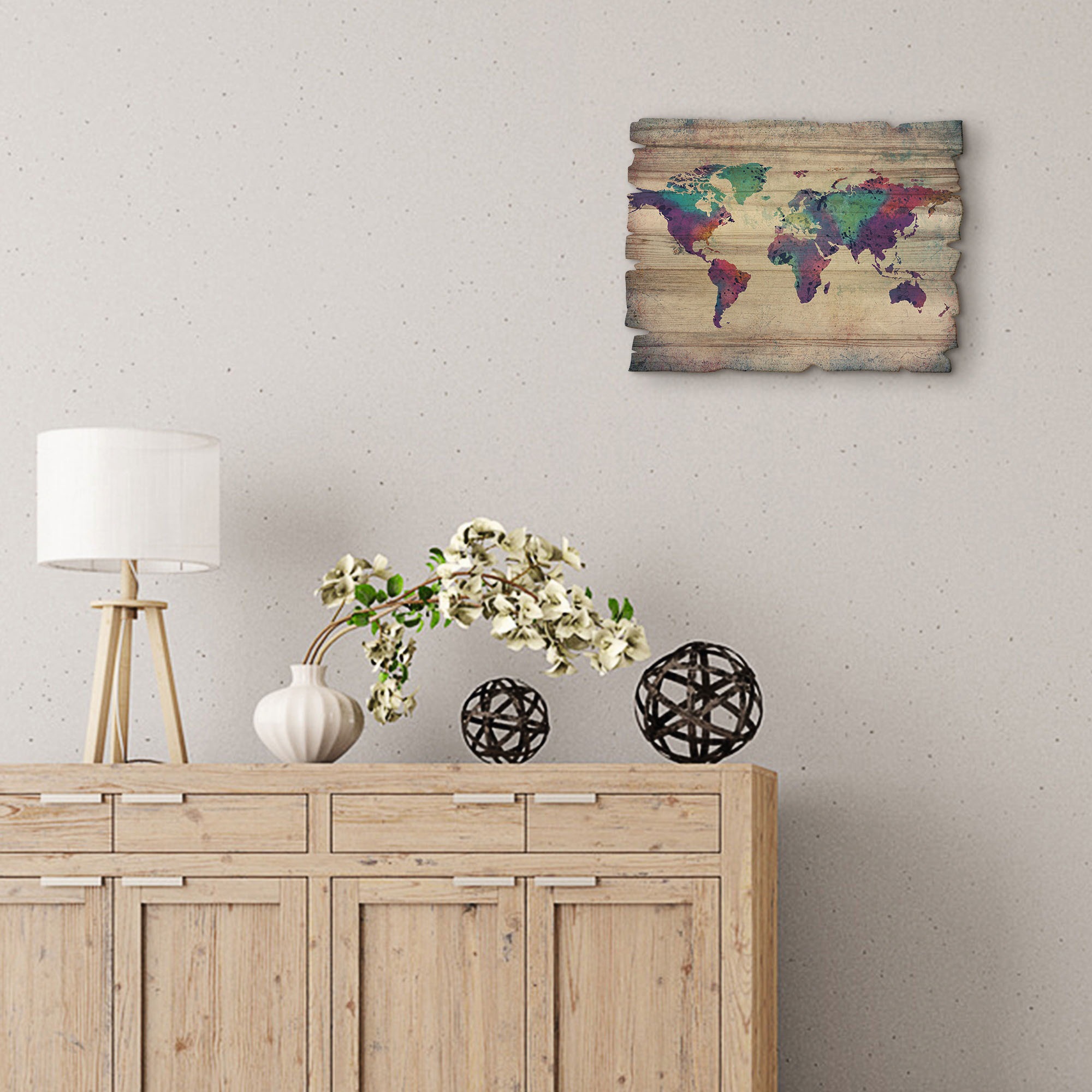 Artland Holzbild »bunte Weltkarte« Land- & Weltkarten 1 Stk. tlg.